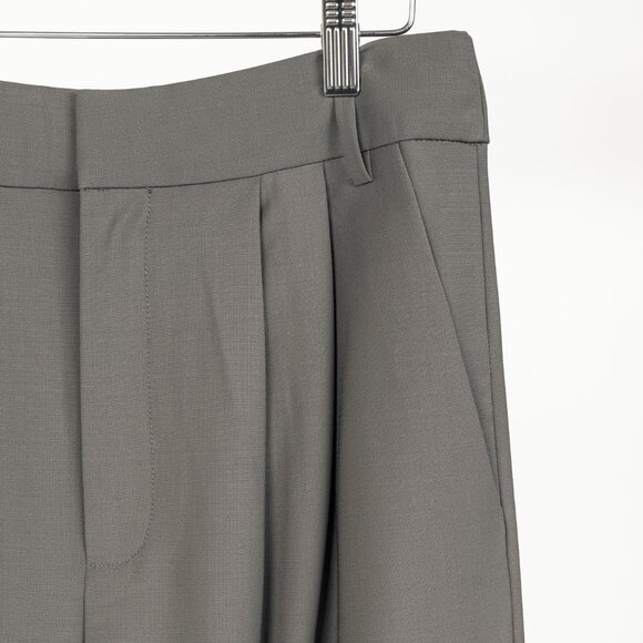 Tibi Stella Grey Pleated Tropical Wool Pants - Picture 4 of 9